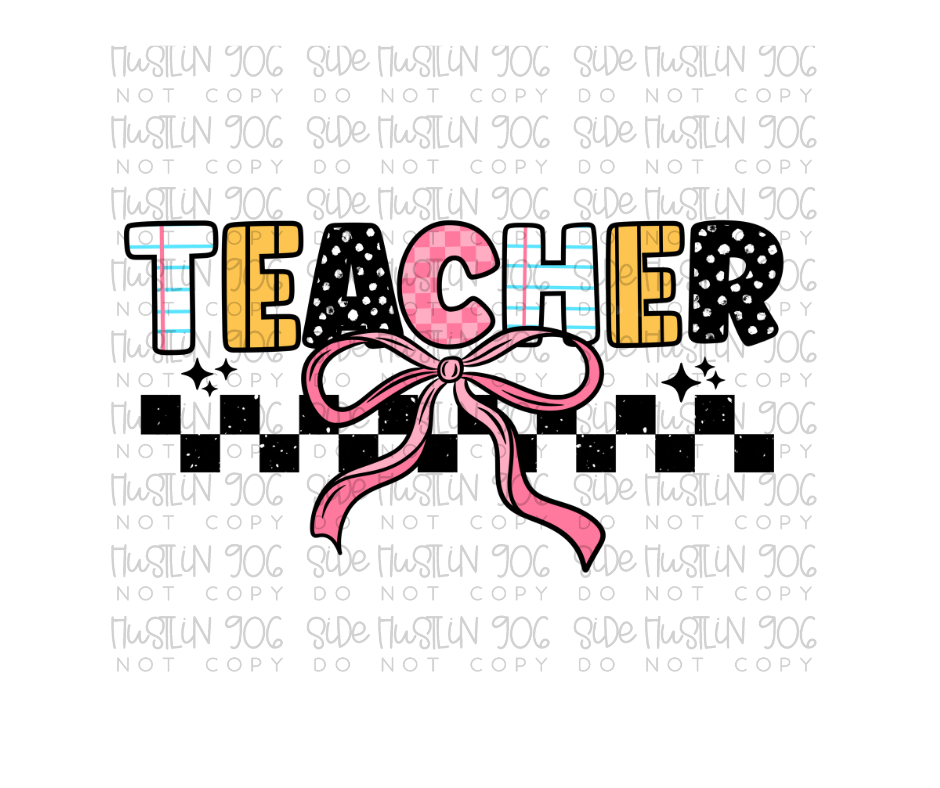 Teacher with Bow-Ready to Press Transfer