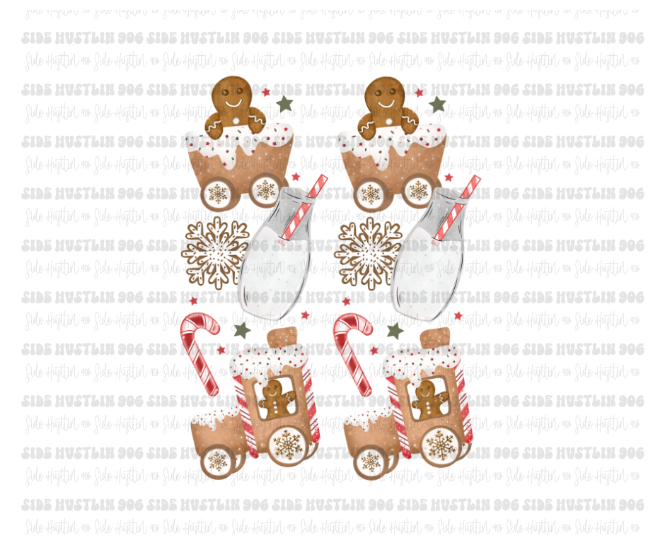 Gingerbread Express SLEEVES-Ready to Press Transfer