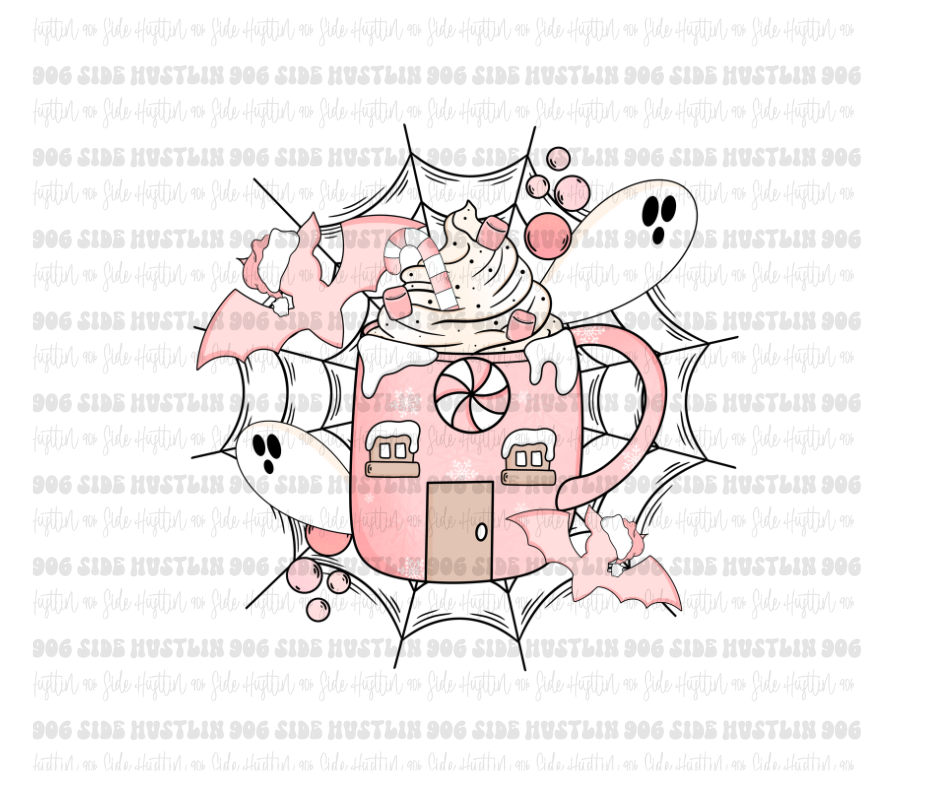 Spooky Pink Hot Cocoa-Ready to Press Transfer