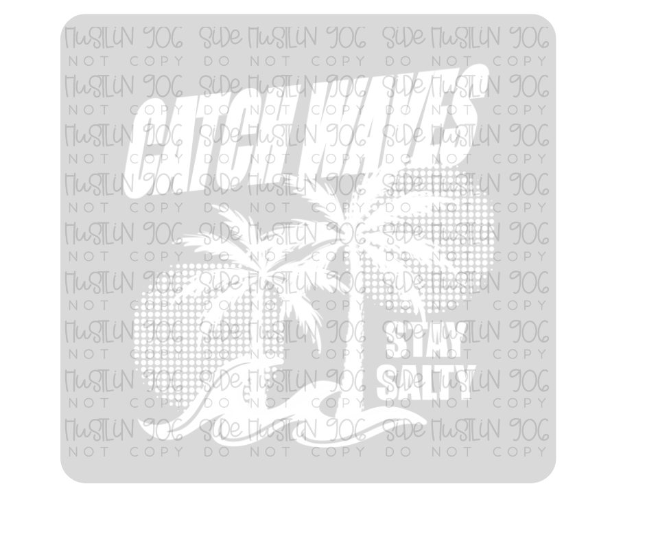 Catch Waves Single Color White-Ready to Press Transfer