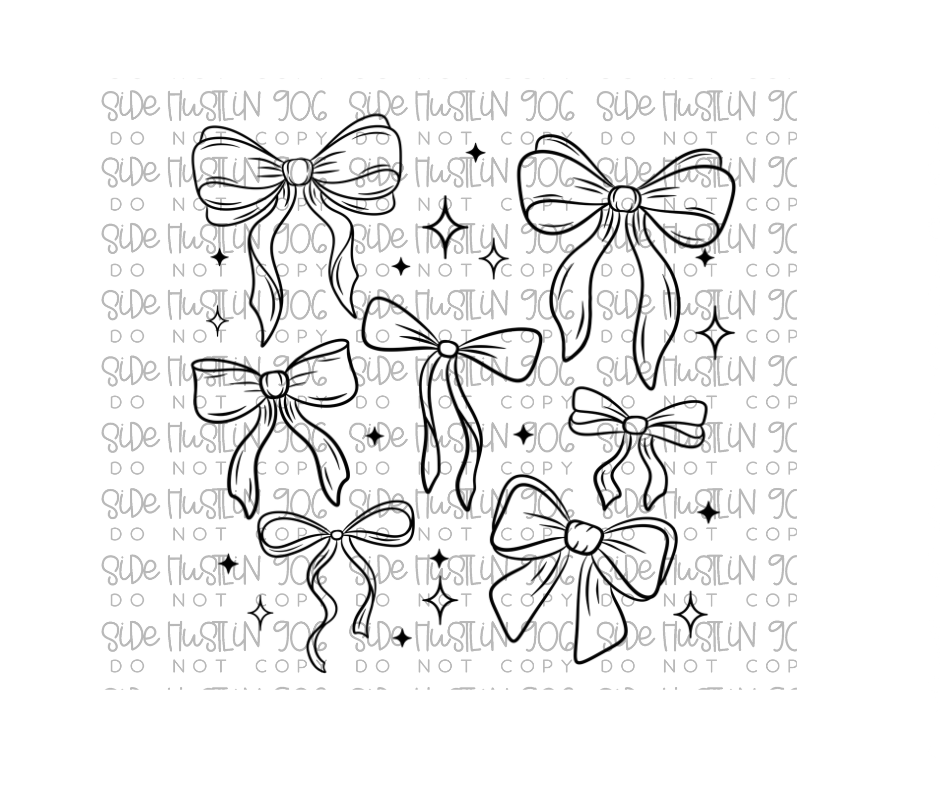 Single Color Bows Collage Black-Ready to Press Transfer