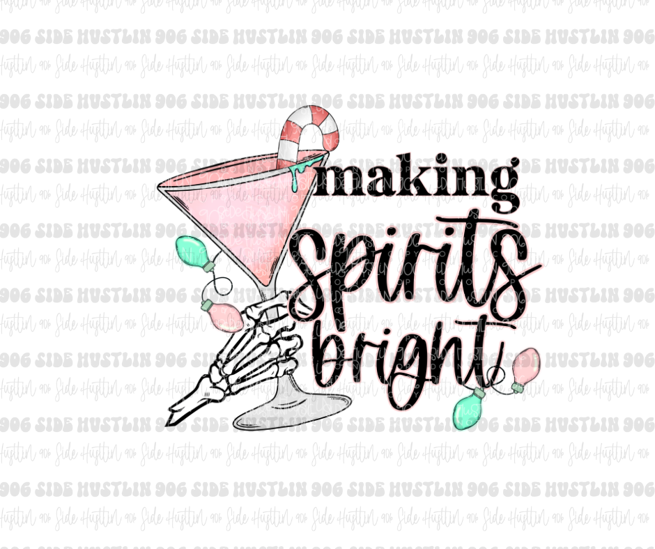 Making Spirits Bright Skellie-Ready to Press Transfer