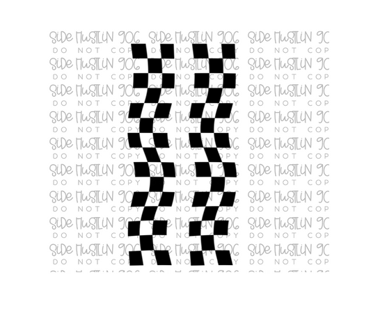 Wavy Checker black Sleeves-Ready to Press Transfer