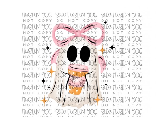 Coffee Bow Ghostie-Ready to Press Transfer