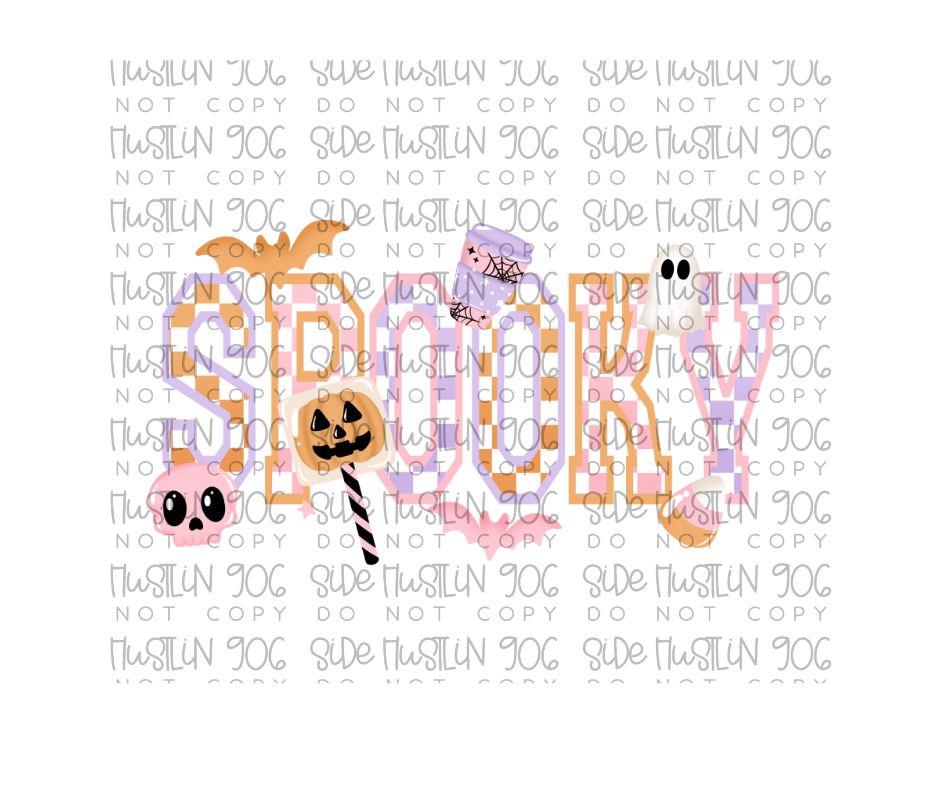 Pastel Varsity Spooky-Ready to Press Transfer