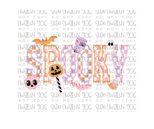 Pastel Varsity Spooky-Ready to Press Transfer