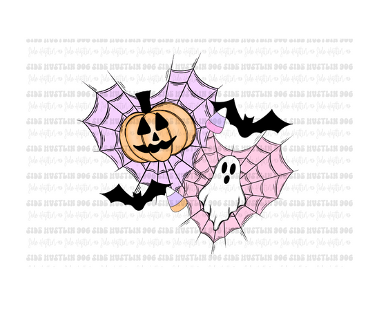 Ghost/Pumpkin Heart Webs-Ready to Press Transfer