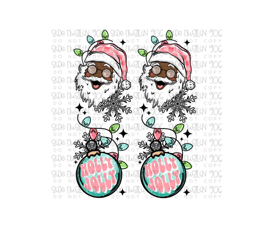 Merry Christmas Santa dark skin tone Sleeve-Ready to Press Transfer
