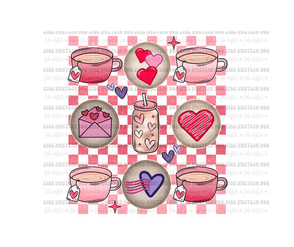 Checkered Valentine Cookies-Ready to Press Transfer