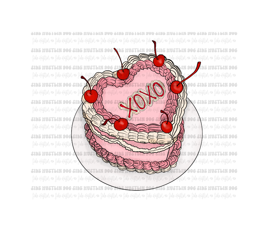 XoXo cake-Ready to Press Transfer