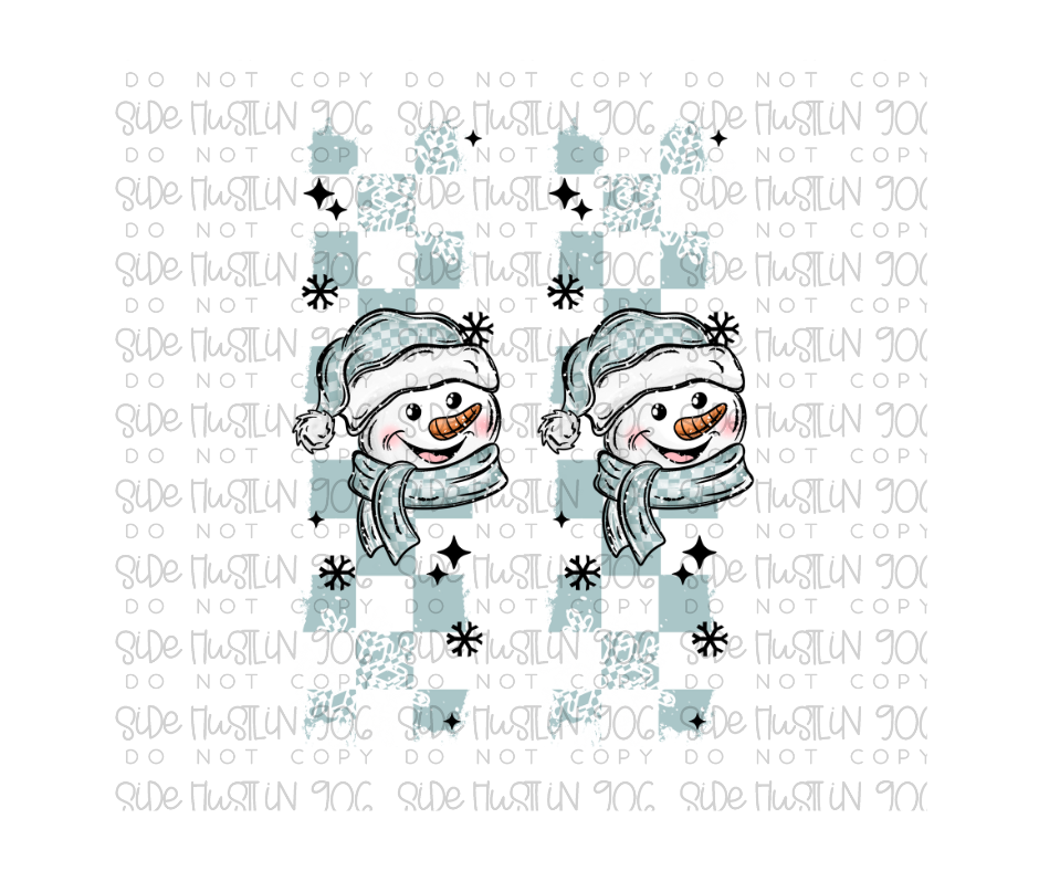 Checker Happy Snowman Sleeve-Ready to Press Transfer