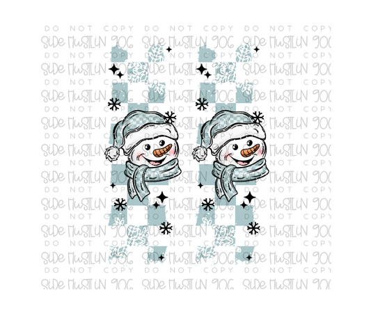 Checker Happy Snowman Sleeve-Ready to Press Transfer