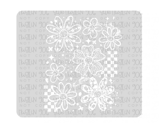 Grunge Messy Florals Single Color White-Ready to Press Transfer