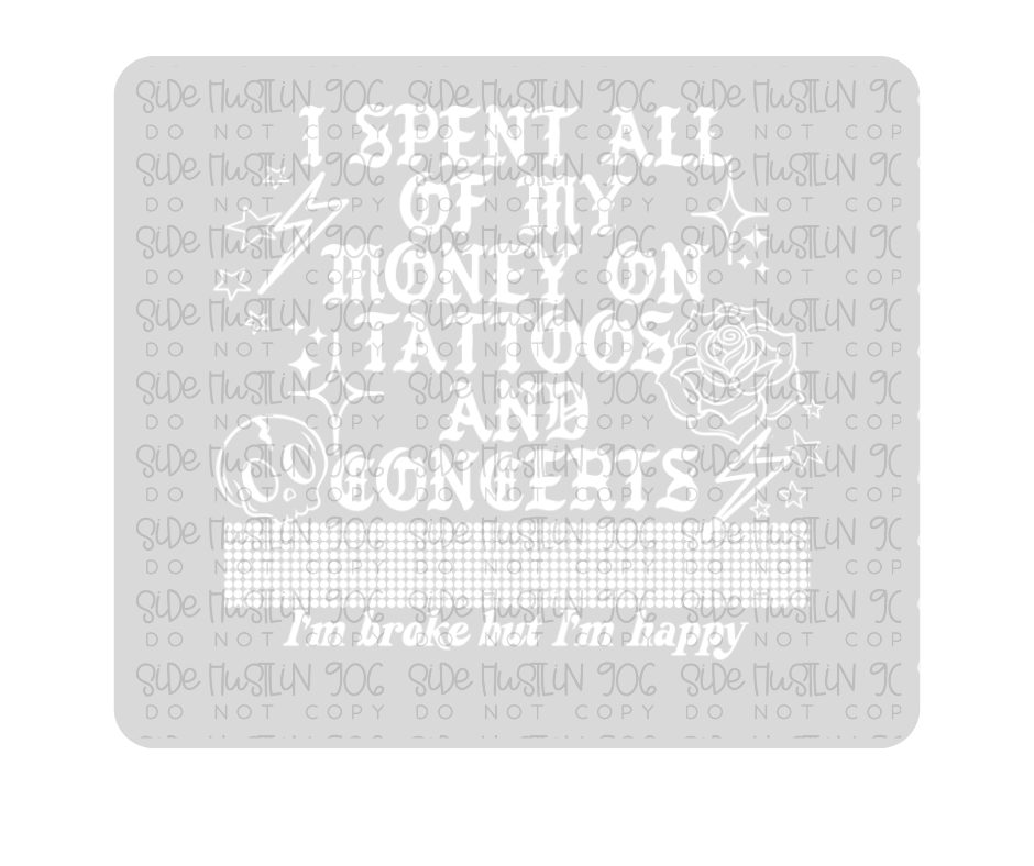 Tattoos and Concerts White-Ready to Press Transfer