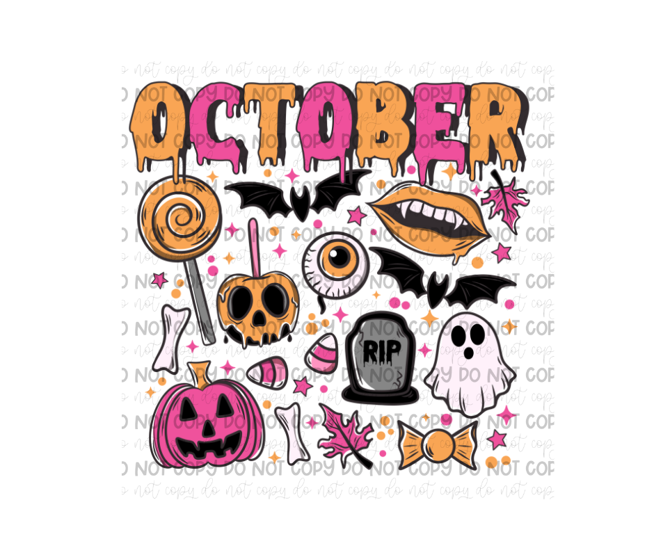 October pink & orange-Ready to Press Transfer