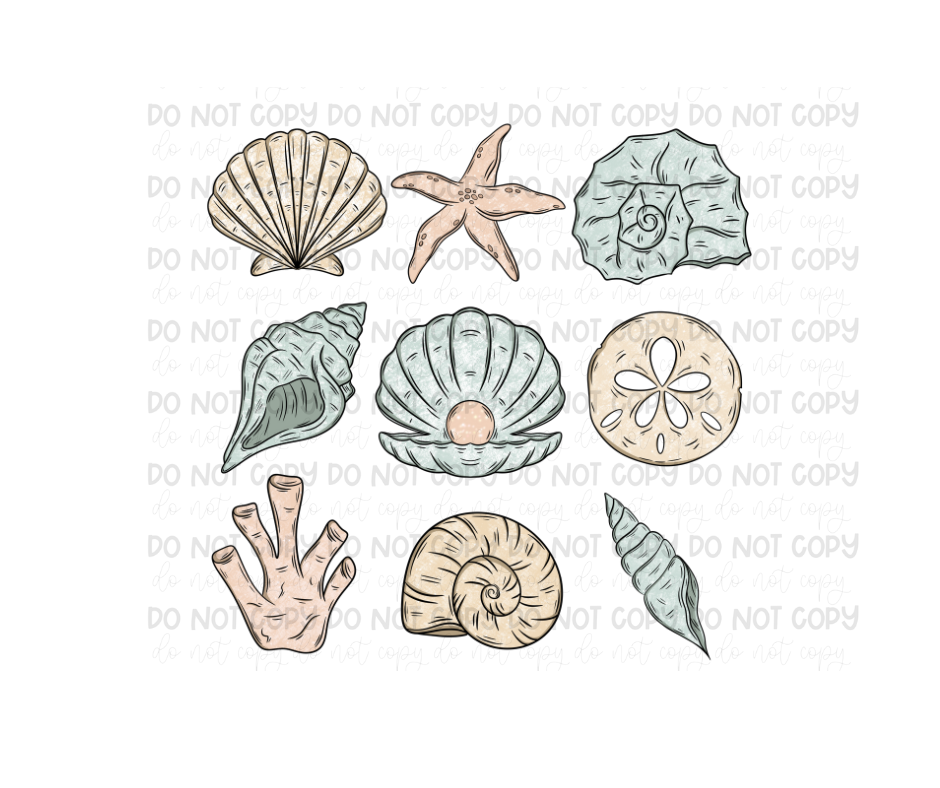 Seashell Grid-Ready to Press Transfer