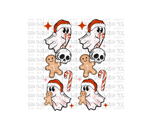 Christmas Ghosts with Gingerbread Sleeve-Ready to Press Transfer