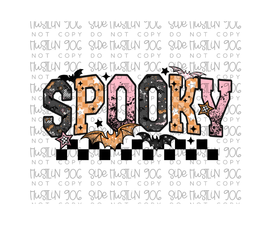 Grunge Bats Spooky-Ready to Press Transfer