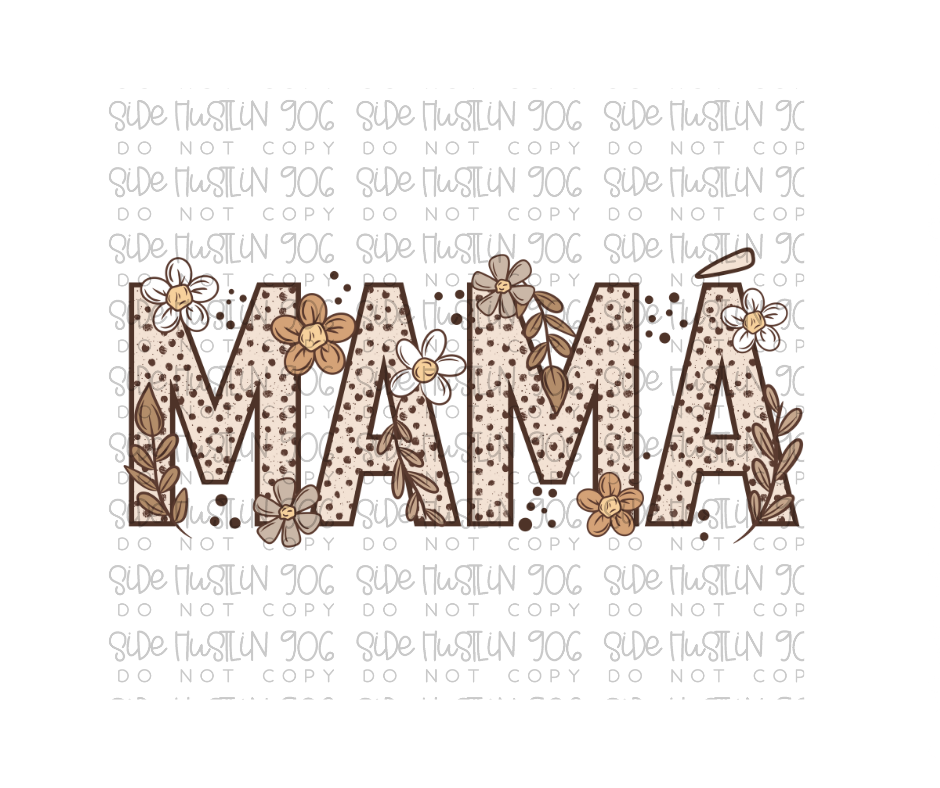 Neutral Floral Mama Spanish-Ready to Press Transfer