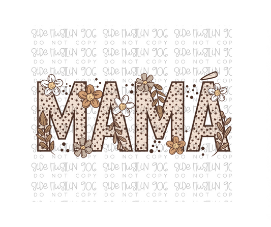 Neutral Floral Mama Spanish-Ready to Press Transfer