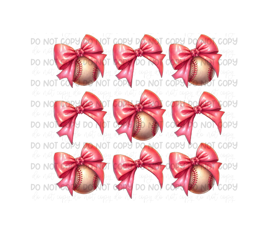 Baseball Bows-Ready to Press Transfer