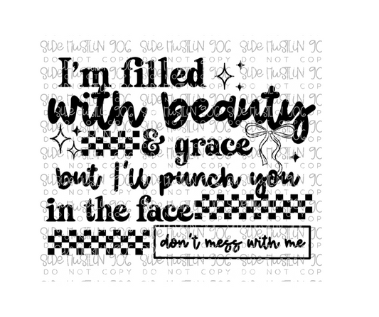 Beauty and Grace Black-Ready to Press Transfer