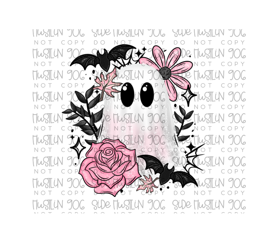 Pink Floral Ghost-Ready to Press Transfer