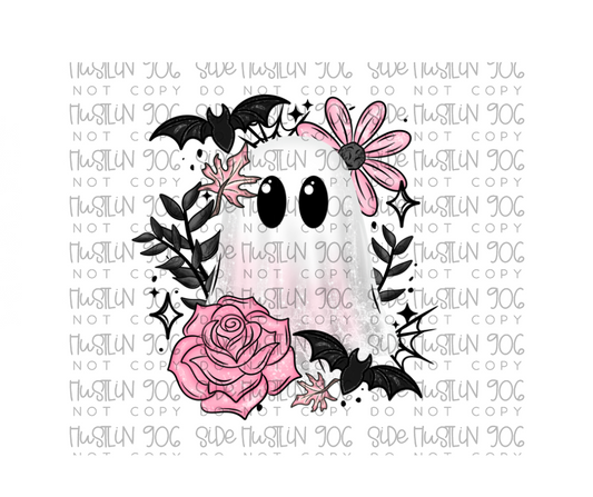 Pink Floral Ghost-Ready to Press Transfer
