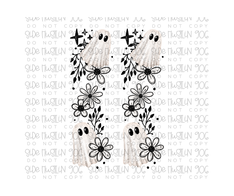 Grunge Floral ghost Sleeve-Ready to Press Transfer