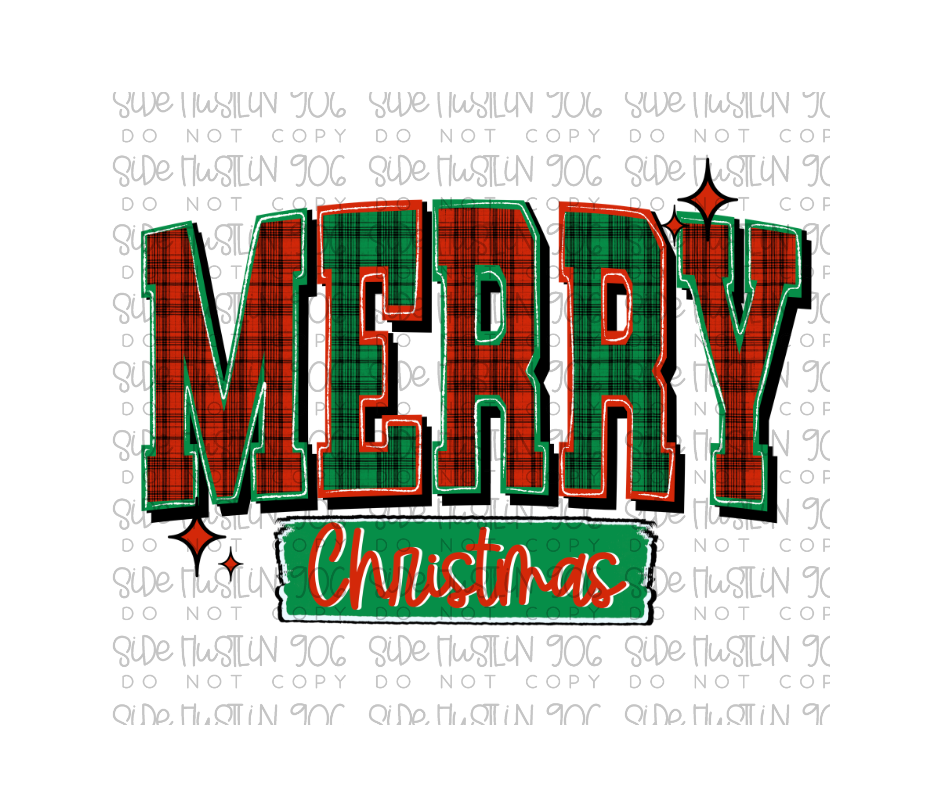 Merry Christmas Varsity Plaid-Ready to Press Transfer