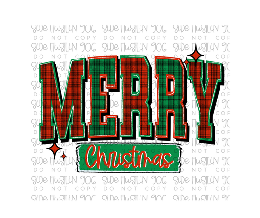 Merry Christmas Varsity Plaid-Ready to Press Transfer