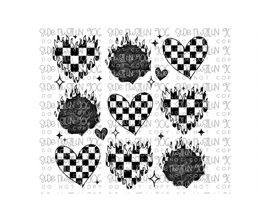 Checker Hearts Rose Grid-Ready to Press Transfer