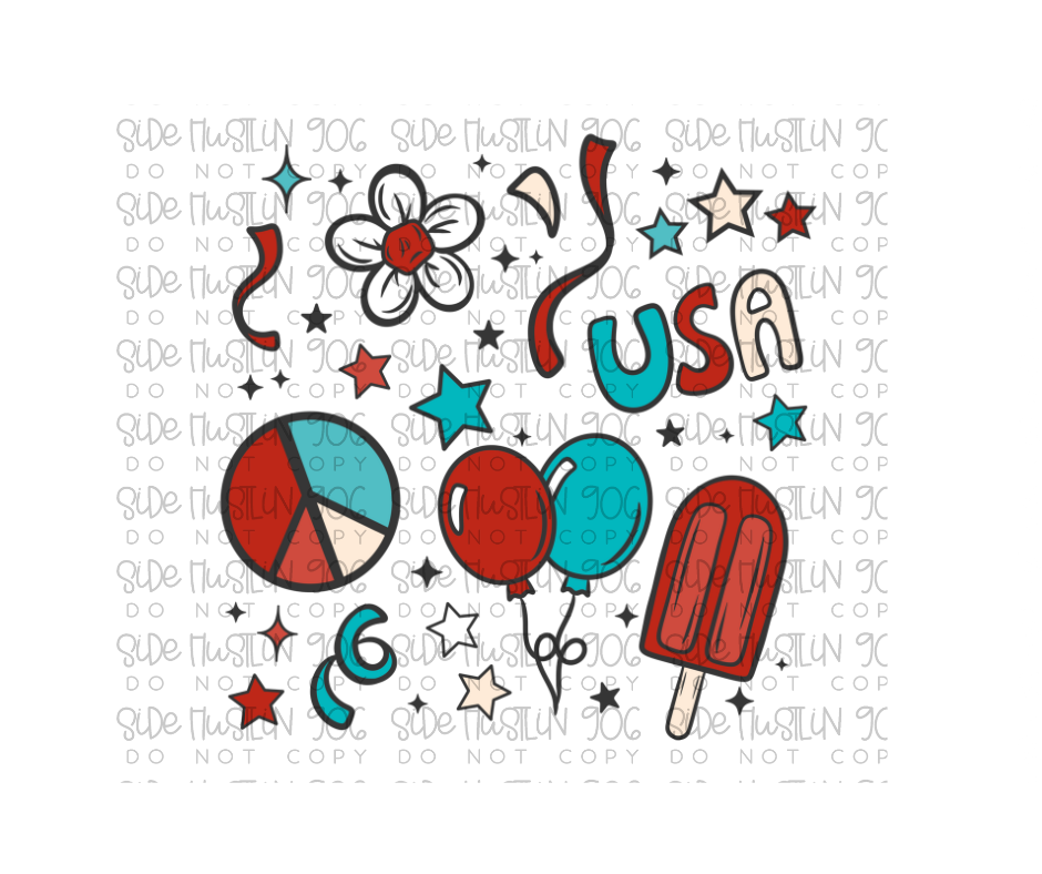 USA Collage-Ready to Press Transfer