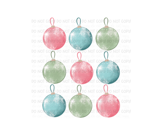 Christmas Bulbs grid-Ready to Press Transfer