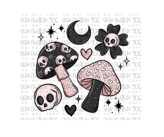 Spooky Love Shrooms-Ready to Press Transfer