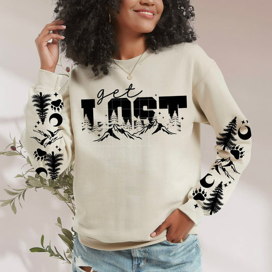 Get Lost Single Color Black-Ready to Press Transfer