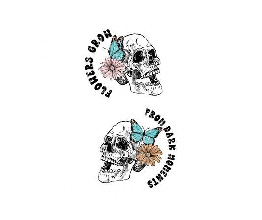 Flowers grow from Dark Moments-Ready to Press Transfer