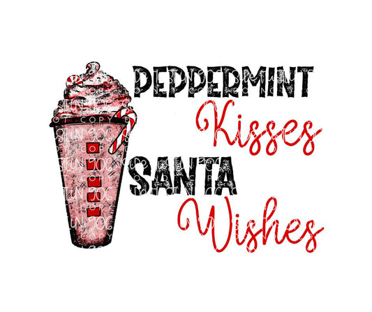 Peppermint kisses Santa Wishes-Ready to Press Transfer