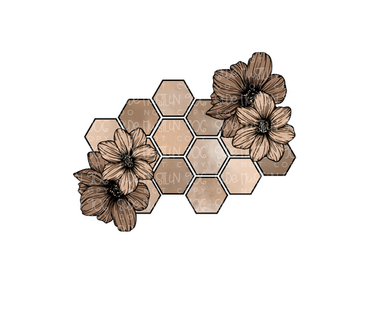 Floral Honeycomb-Ready to Press Transfer