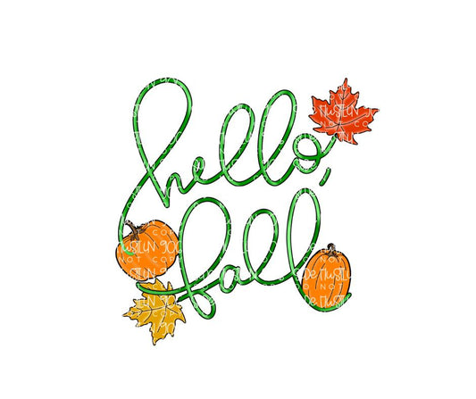 Hello Fall leaf/pumpkin-Ready to Press Transfer
