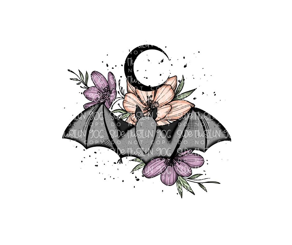 Floral Bat-Ready to Press Transfer