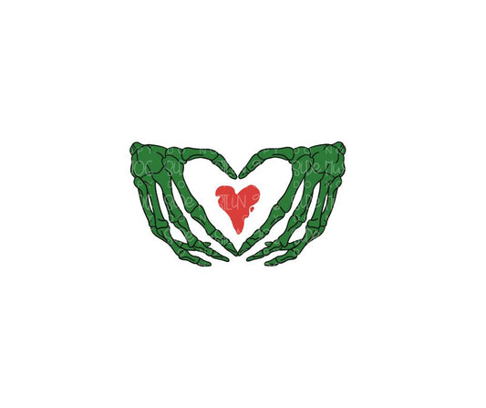 Skellie hands tiny heart-Ready to Press Transfer