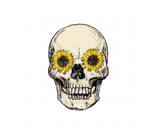 Sunflower Skull-Ready to Press Transfer