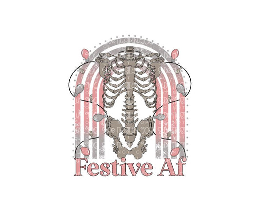 Festive AF bones-Ready to Press Transfer