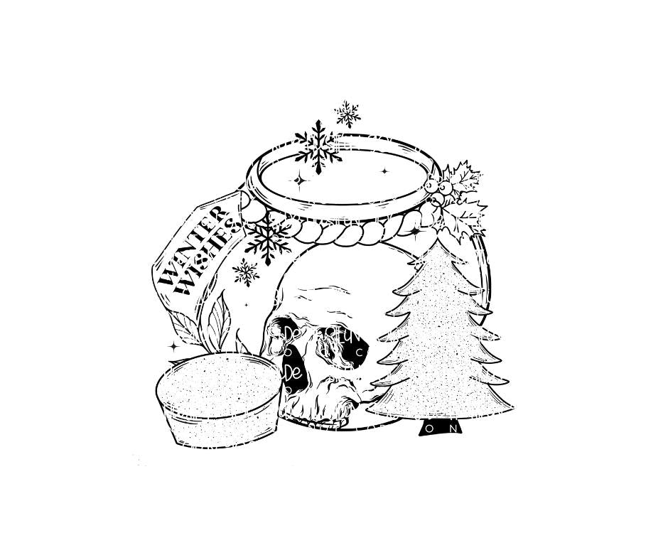 Winter Wishes skull-Ready to Press Transfer