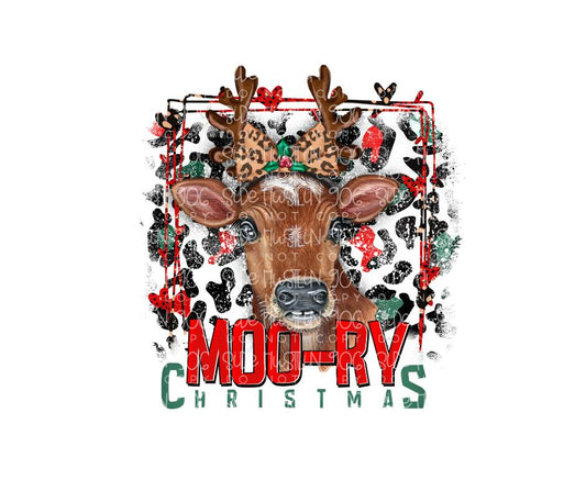 Moo-ry Christmas-Ready to Press Transfer