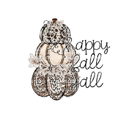 Happy Fall Ya'll pumpkins-Ready to Press Transfer