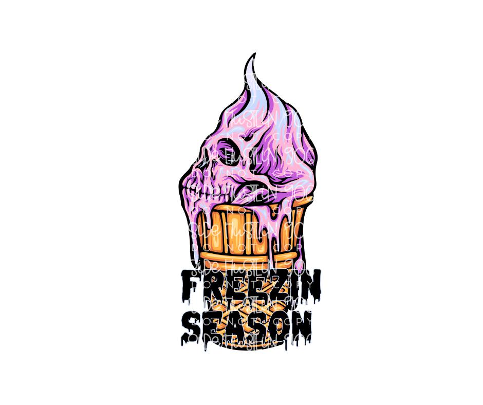 Freezin Season skull cone-Ready to Press Transfer